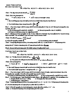 Bộ đề kiểm tra thử số 3 học kỳ I Toán 11